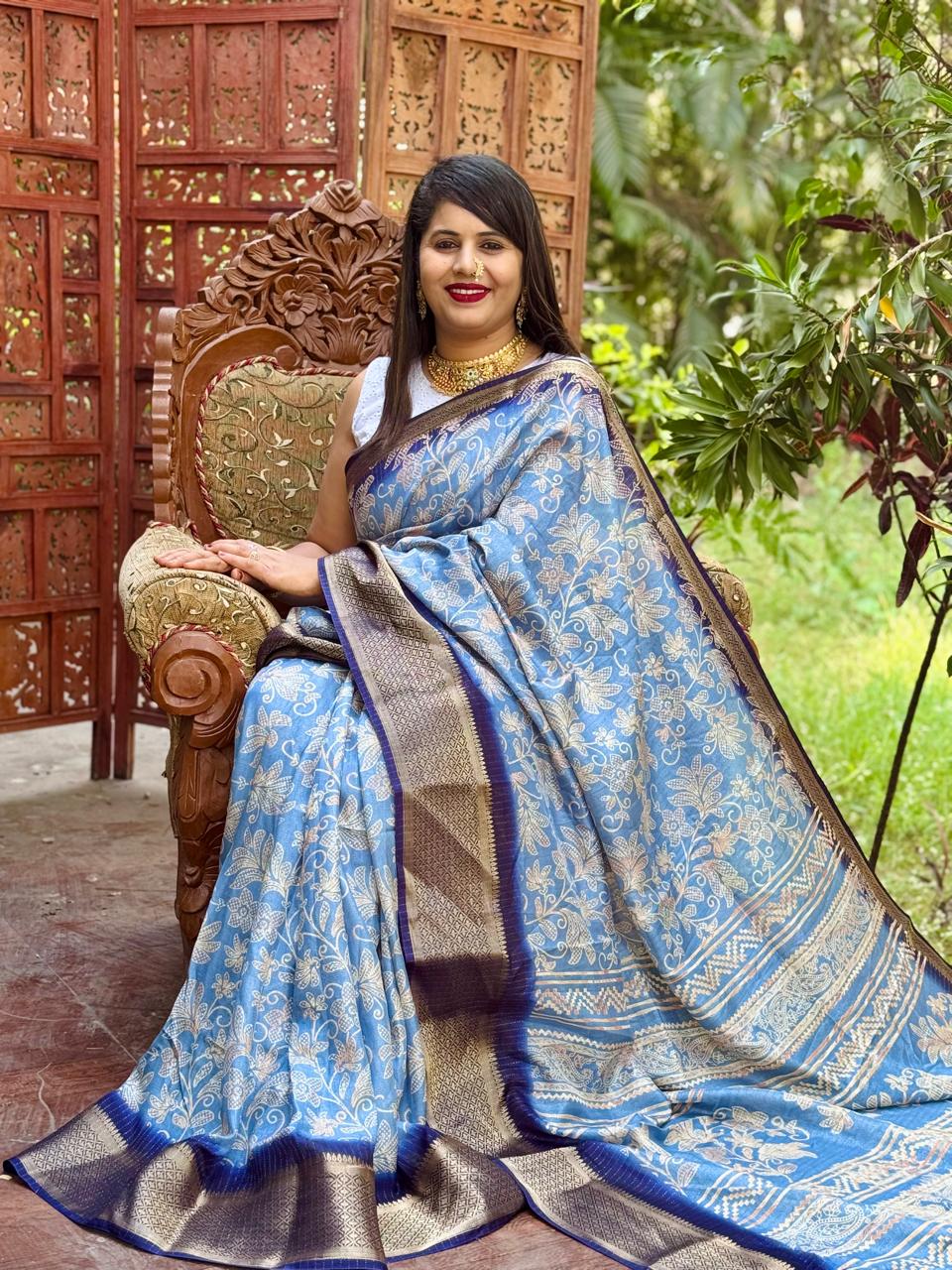 New Design Digital Printed Soft Dola Silk Saree