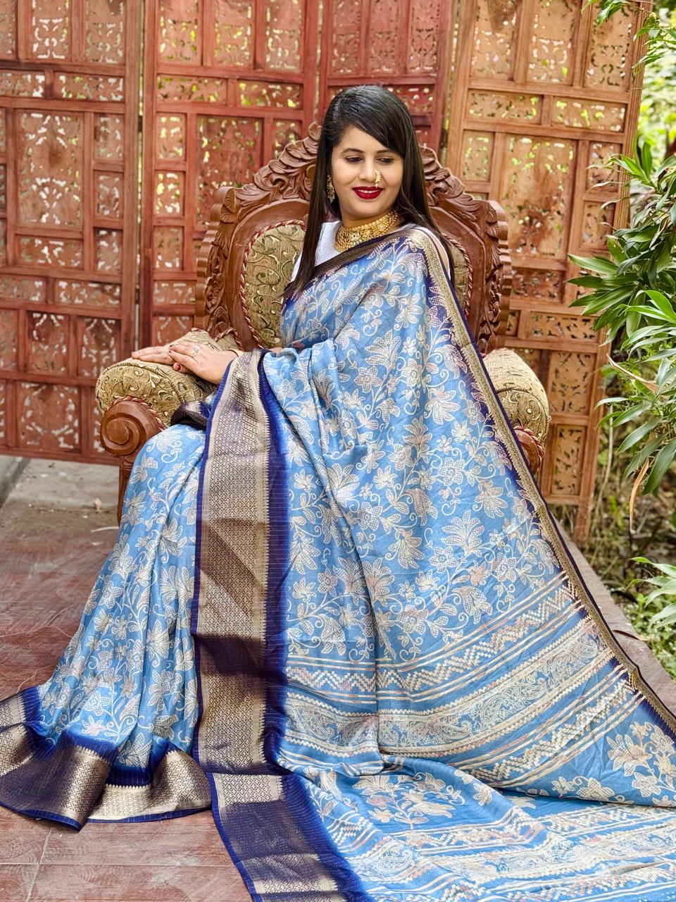 New Design Digital Printed Soft Dola Silk Saree