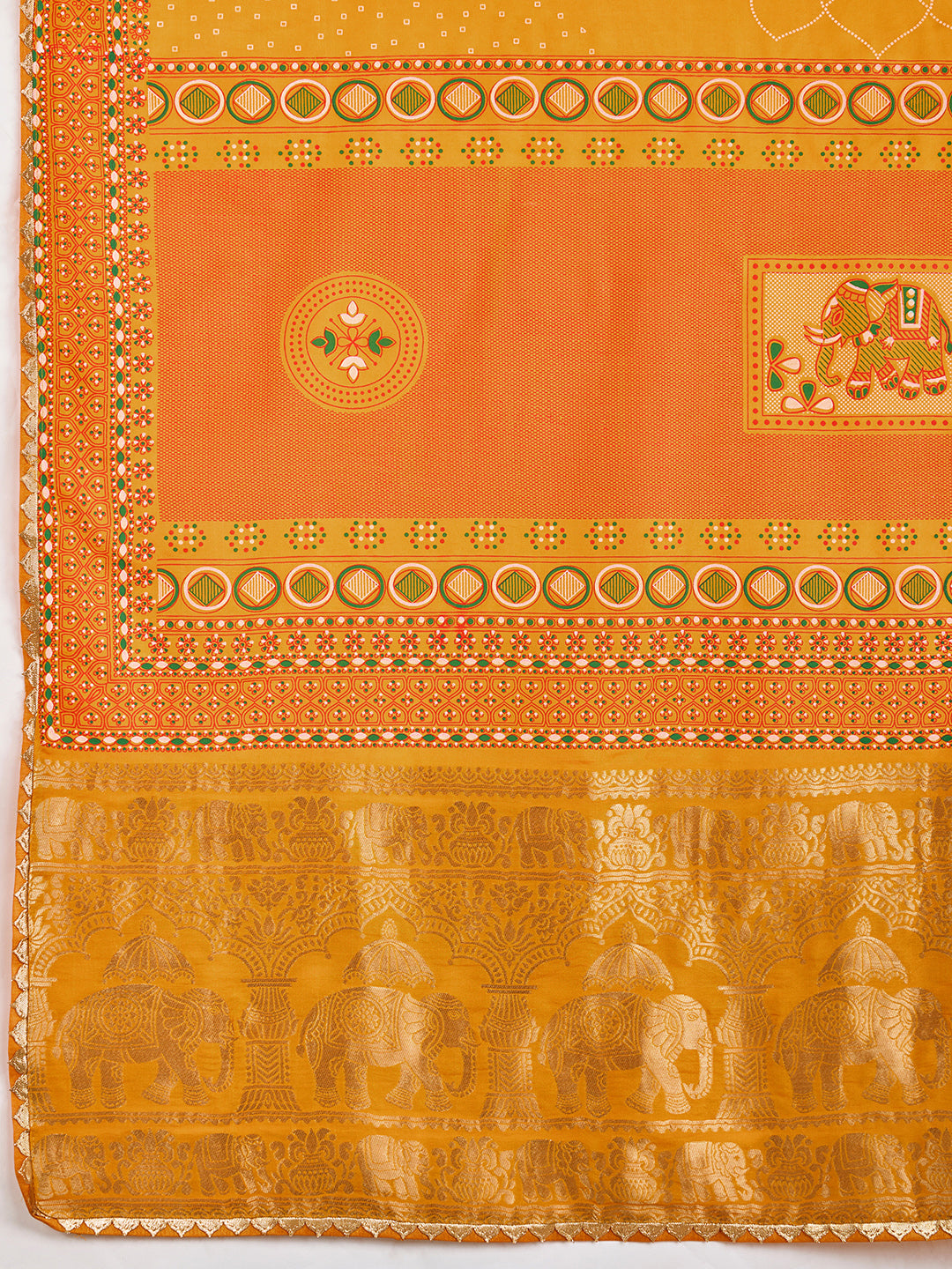 Yellow Stylist Soft Cotton Saree With Unique Table Printed & Lace Border