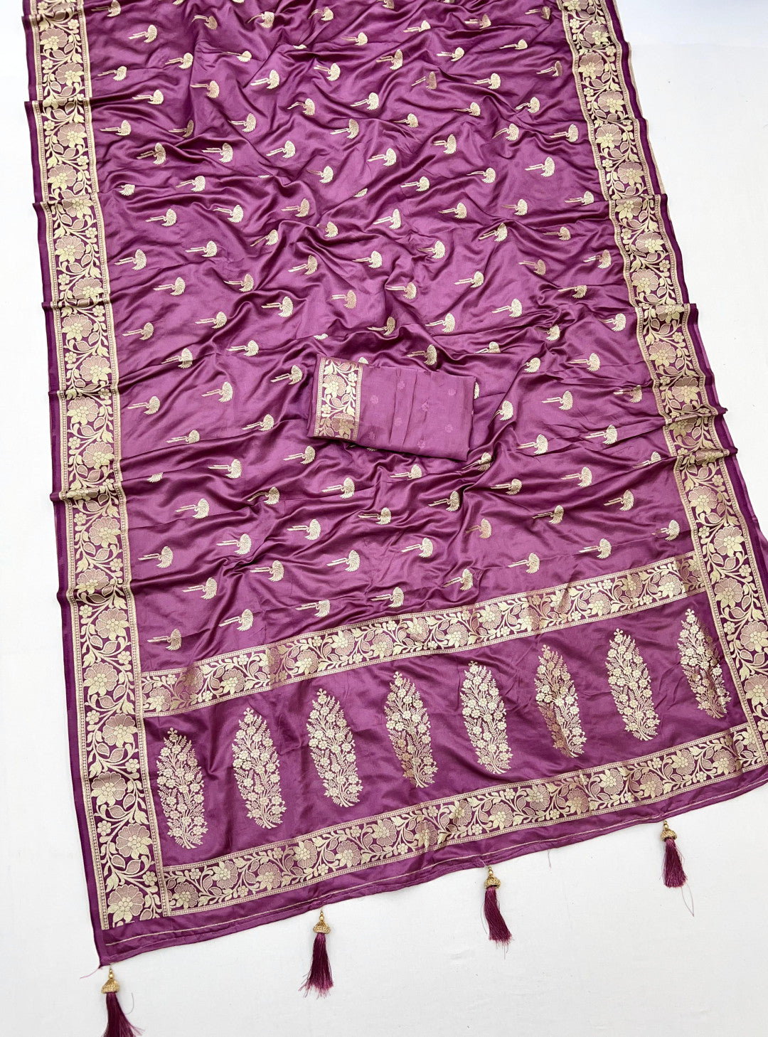 Dusty Pink Color Soft Viscose Satin Silk Saree With Zari Weaving Work