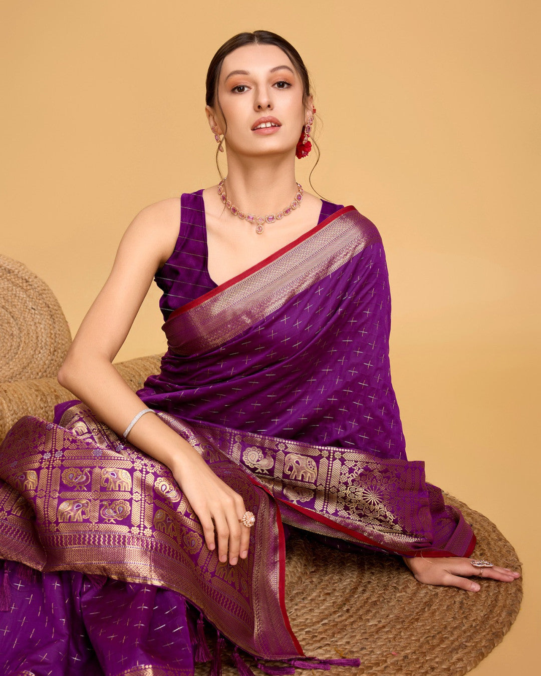 Banarasi Silk Saree With Zari Weaving Work