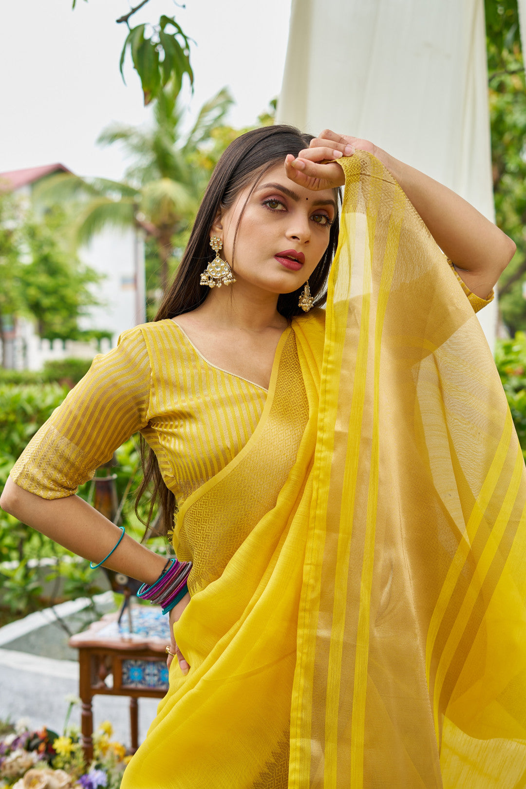 Yellow Color Linen Cotton Saree With Zari Weaving Border