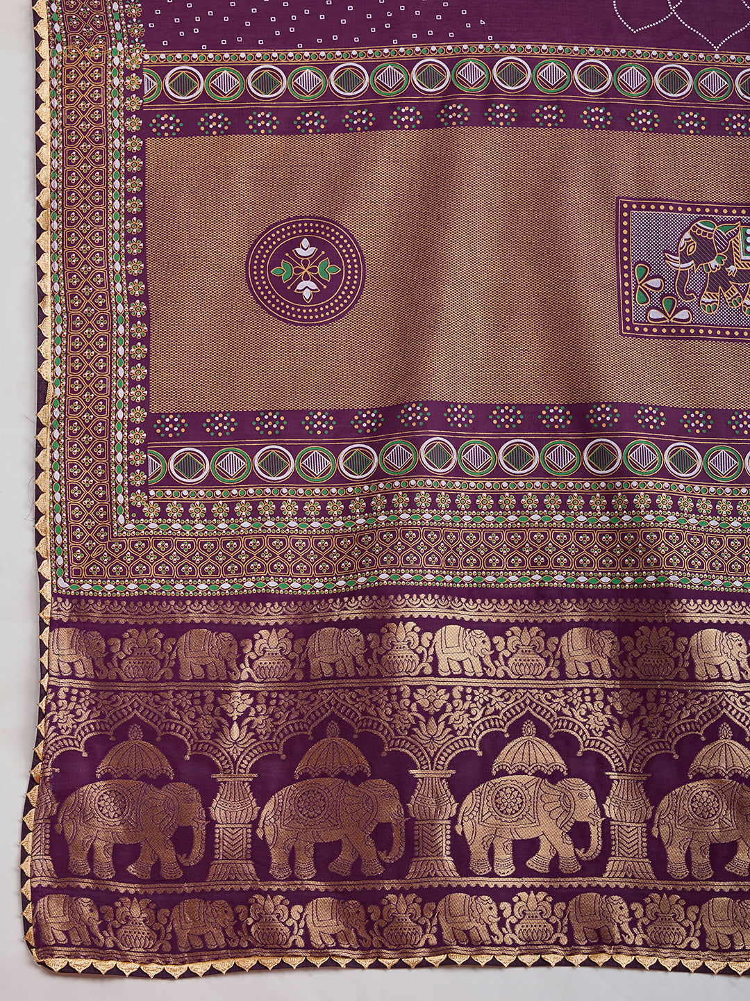 Wine Stylist Soft Cotton Saree With Unique Table Printed & Lace Border