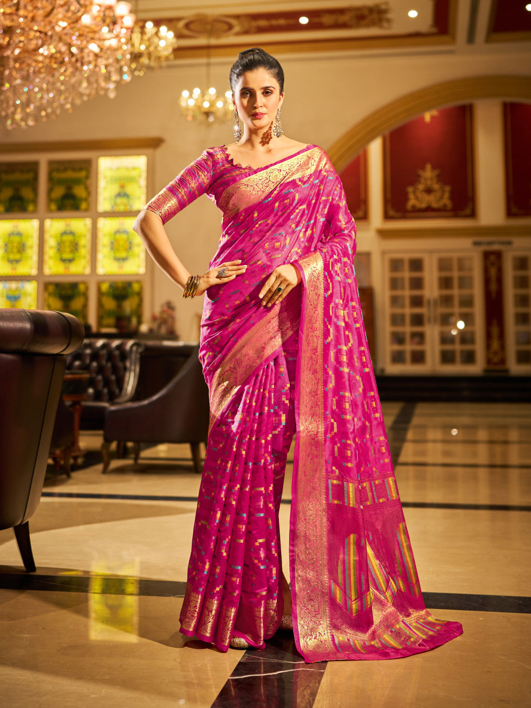 Soft Organza Silk Saree With Zari Weaving Work