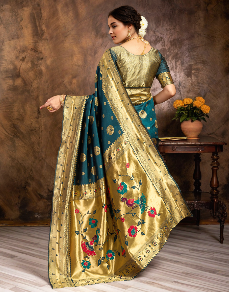 Paithani Silk Saree With Zari Weaving Work