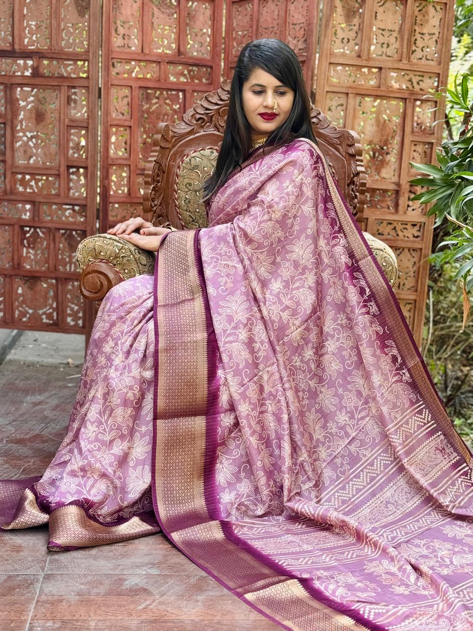 New Design Digital Printed Soft Dola Silk Saree