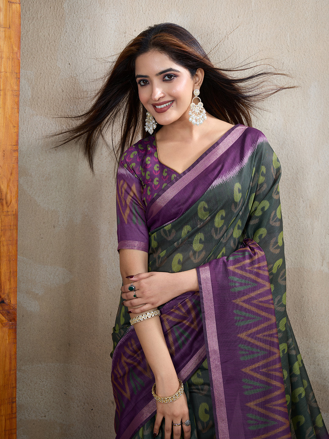 Multi Colour Chanderi Cotton Saree With Digital Printed Work