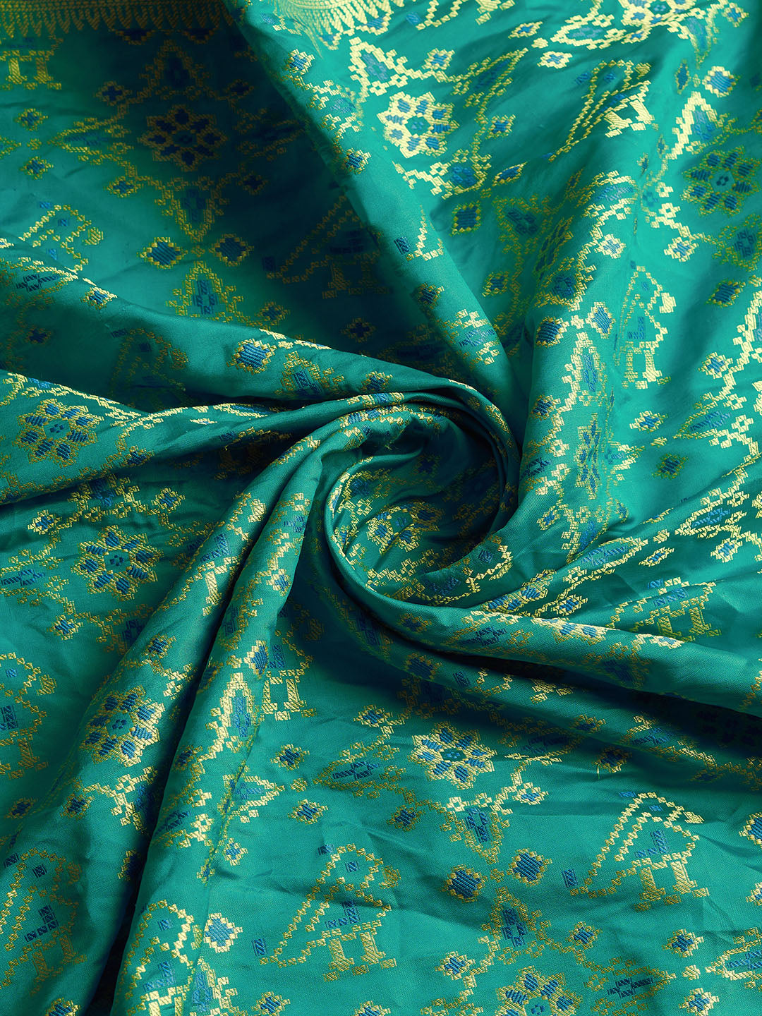Rama Green Color Patola Silk Saree With Zari Weaving Work