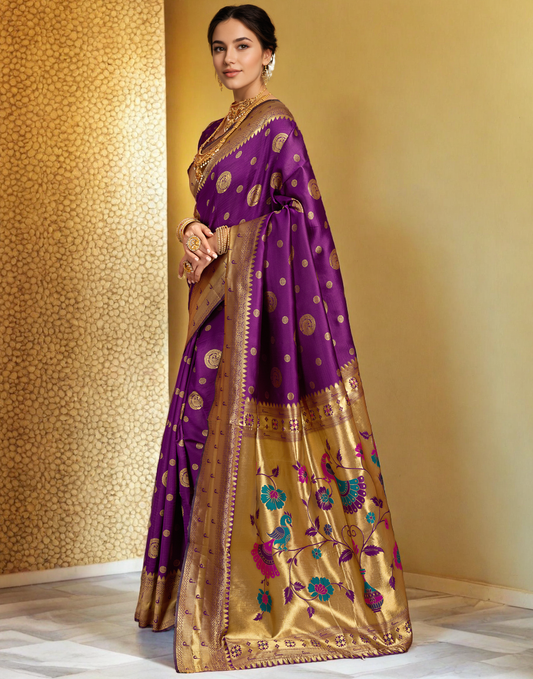 Paithani Silk Saree With Zari Weaving Work