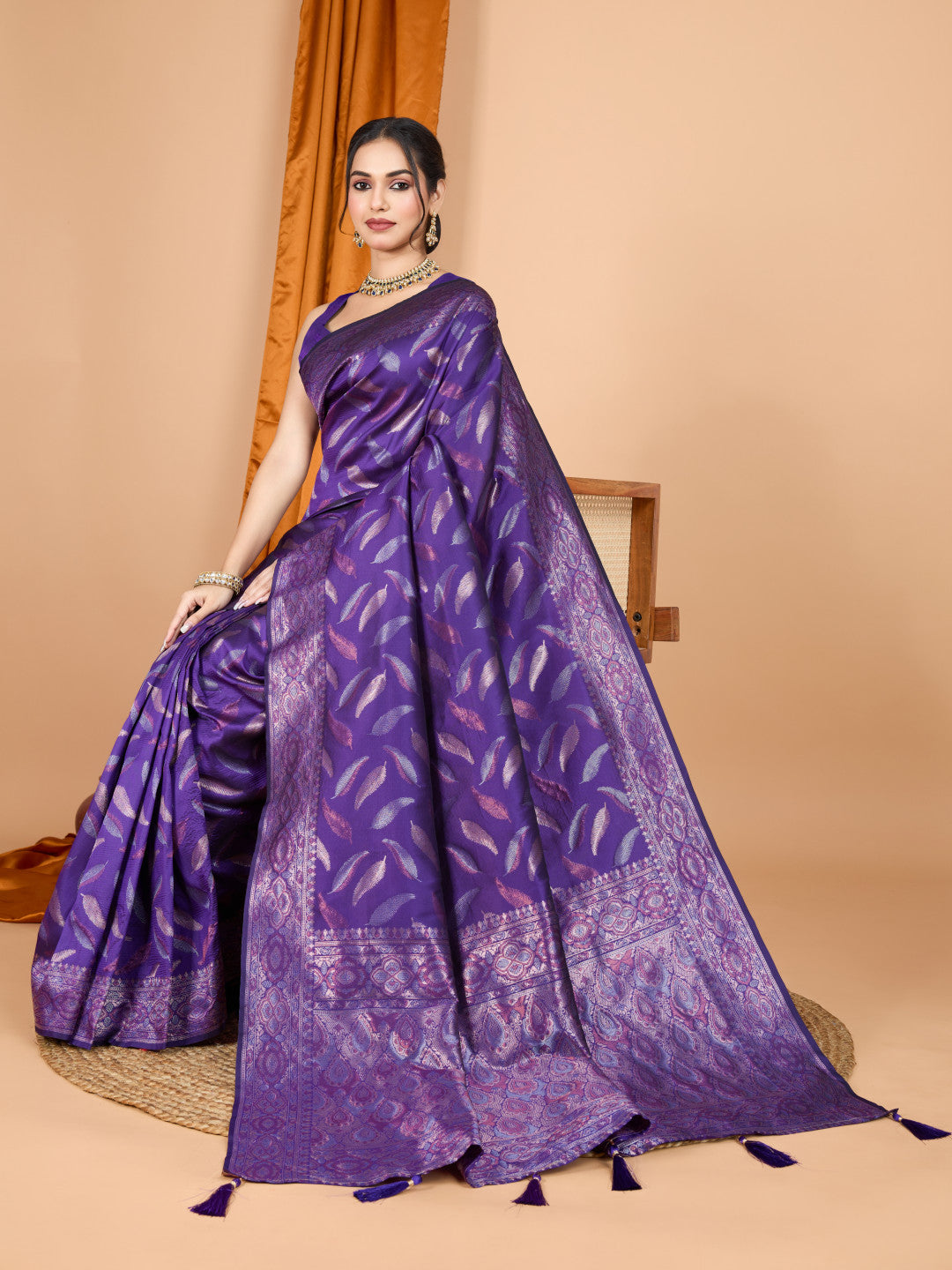 Traditional Banarasi Silk Saree With Zari Weaving Work