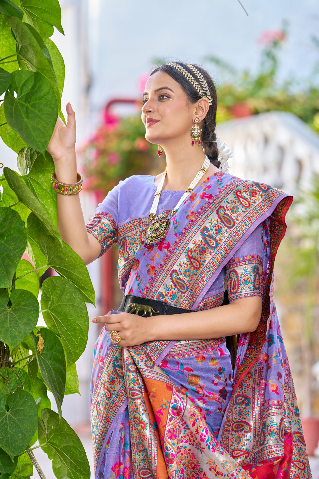 Purple Color Banarasi Silk Saree With Zari Weaving Work