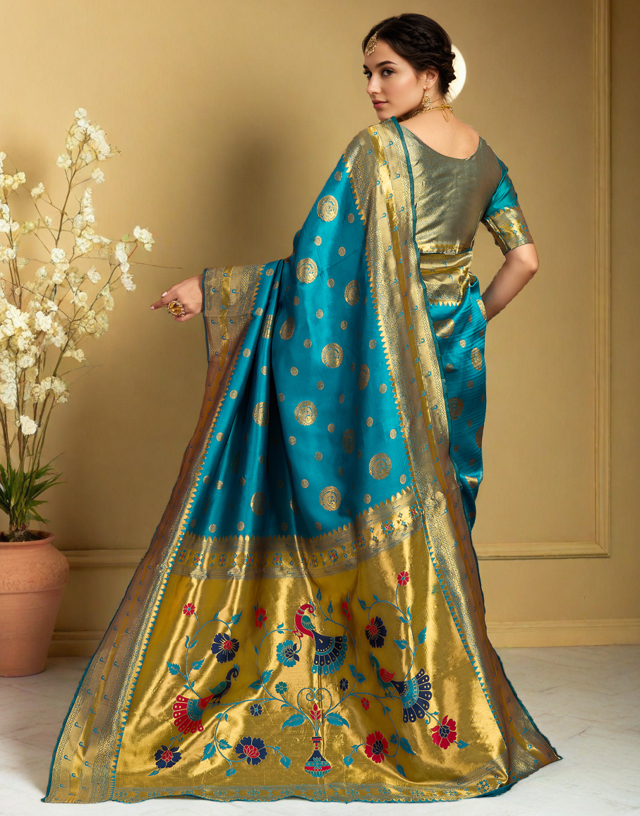 Paithani Silk Saree With Zari Weaving Work