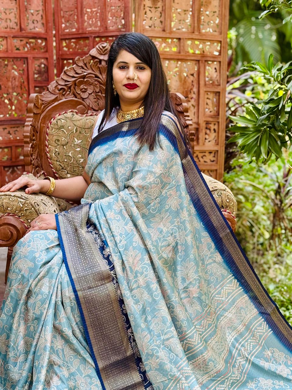 New Design Digital Printed Soft Dola Silk Saree