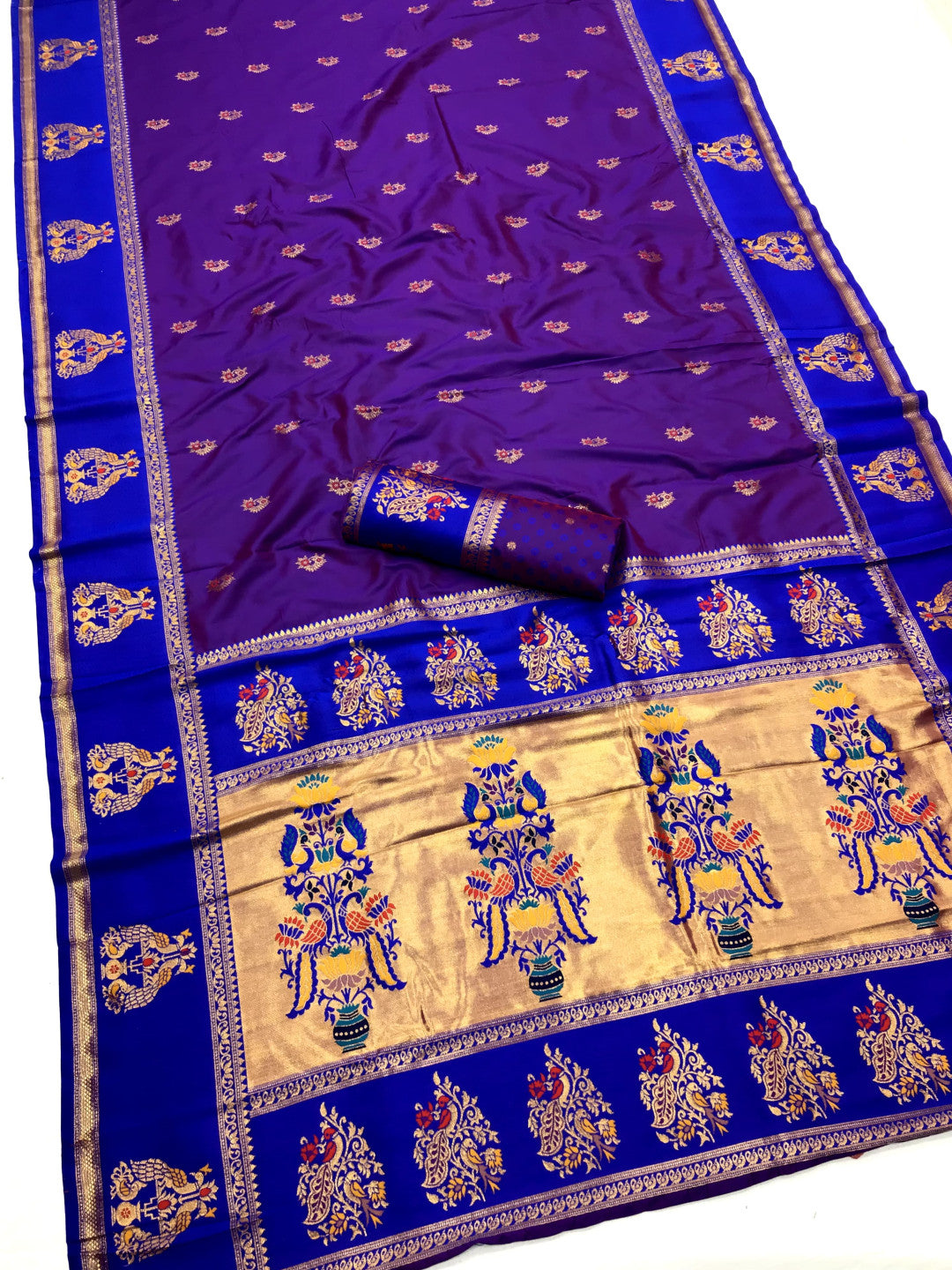 Purple Paithani Silk Saree With Meenakari Zari Weaving Work
