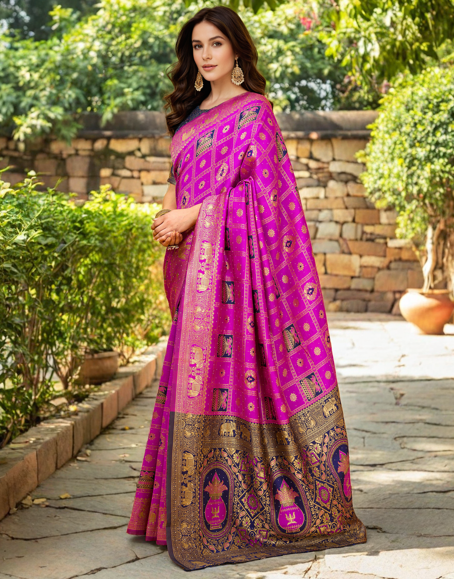 Paithani Silk Saree With Zari Weaving Work