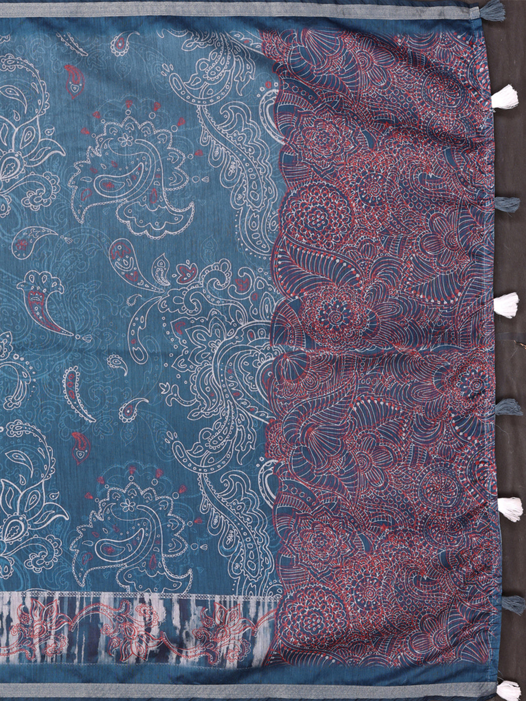 Blue Colour Chanderi Cotton Saree With Digital Printed Work