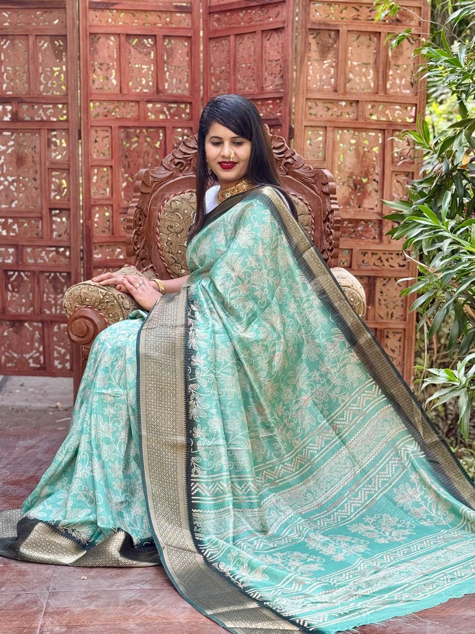 New Design Digital Printed Soft Dola Silk Saree