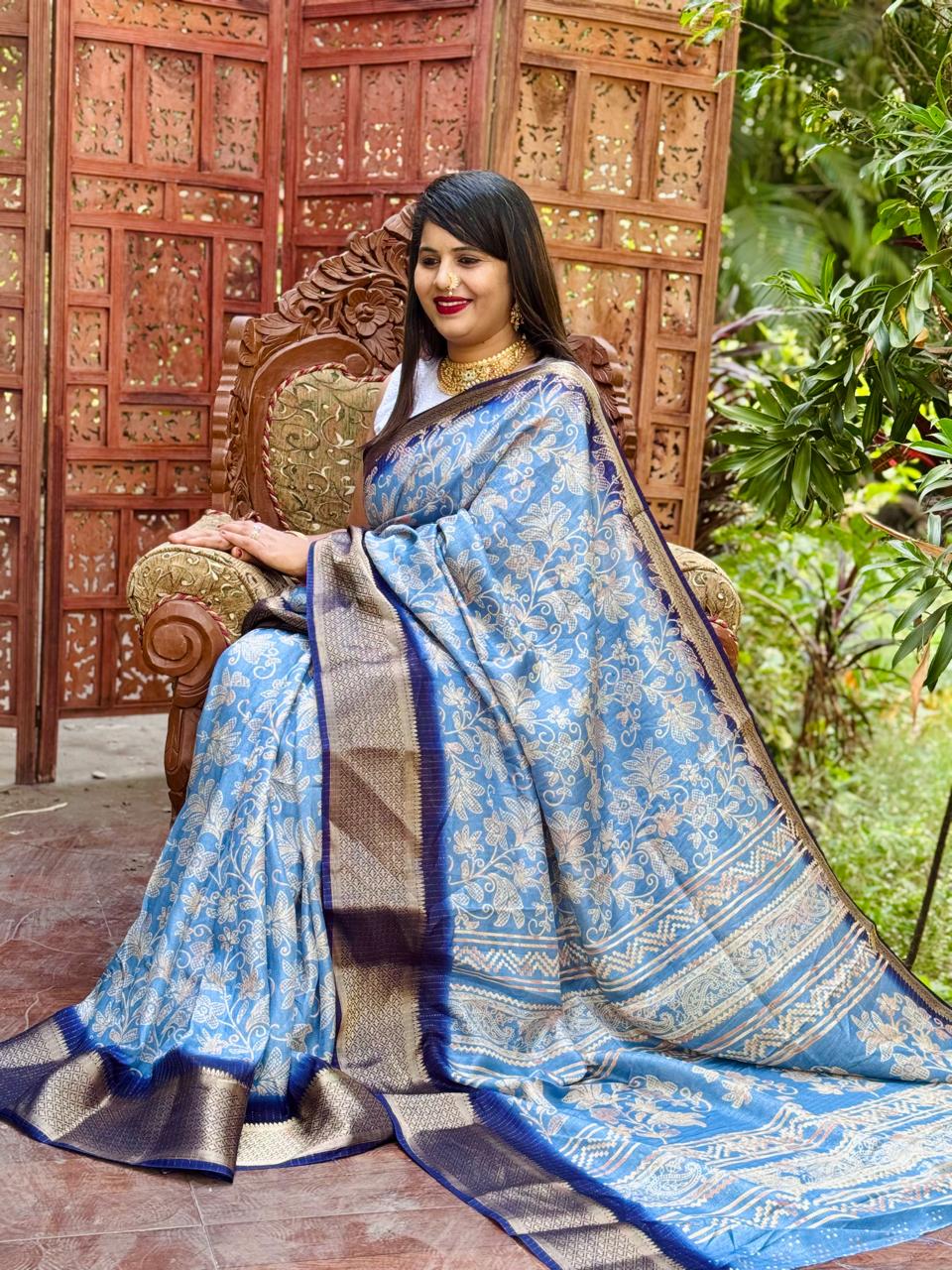 New Design Digital Printed Soft Dola Silk Saree