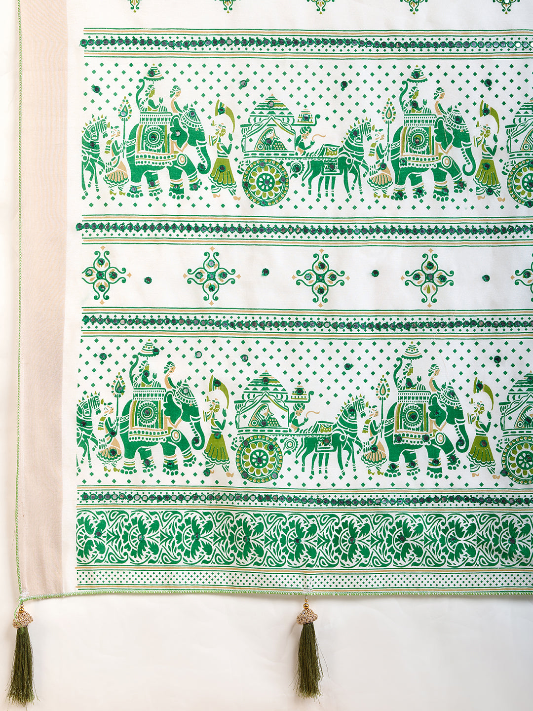 White Soft Cotton Saree With Printed Work