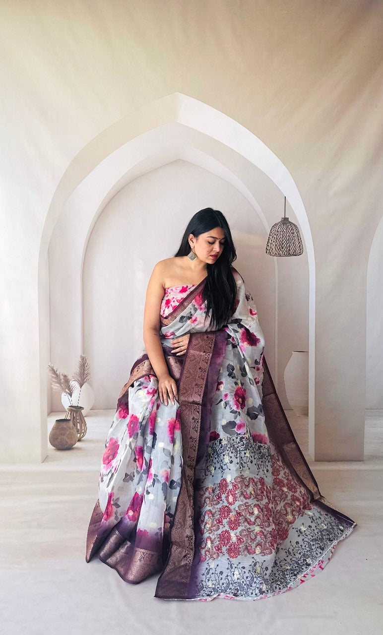 Soft Dola Silk Saree With Digital Printed Work