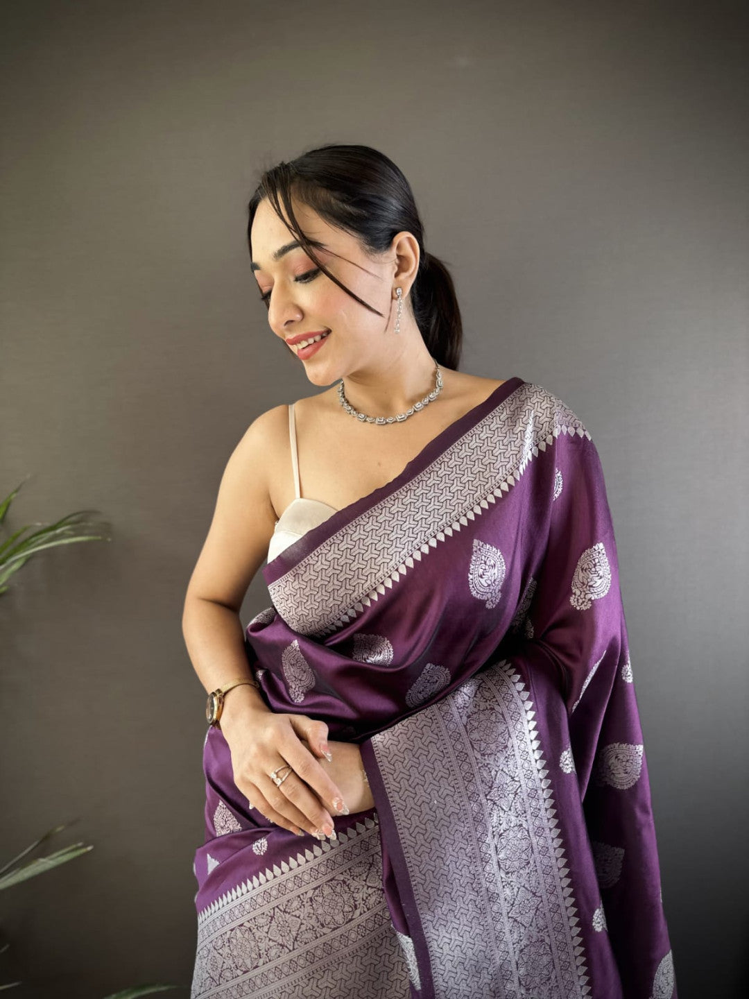 Traditional Banarasi Silk Saree With Zari Weaving Work