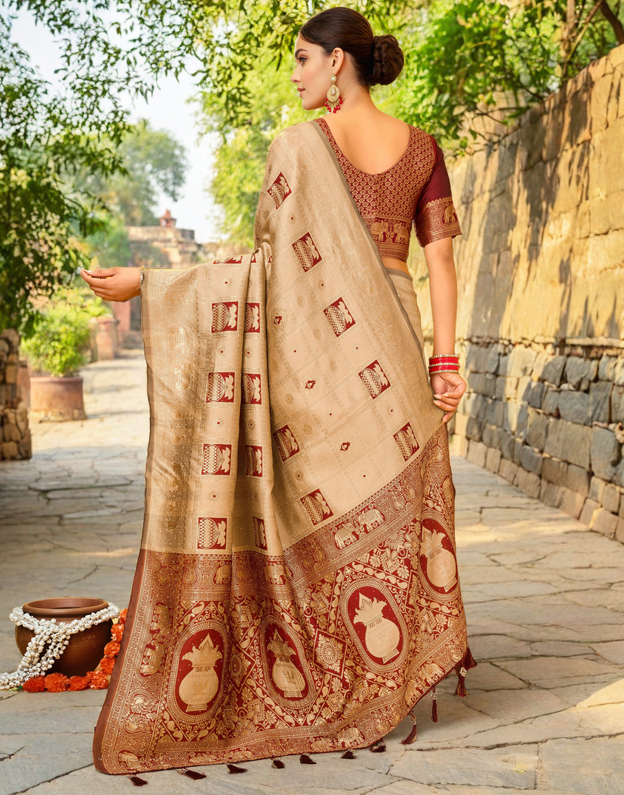 Paithani Silk Saree With Zari Weaving Work
