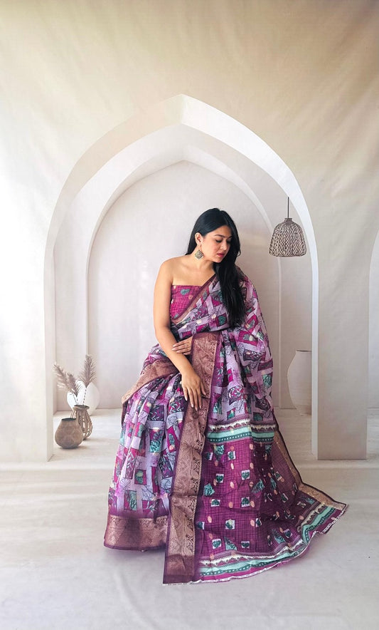 Soft Dola Silk Saree With Digital Printed Work