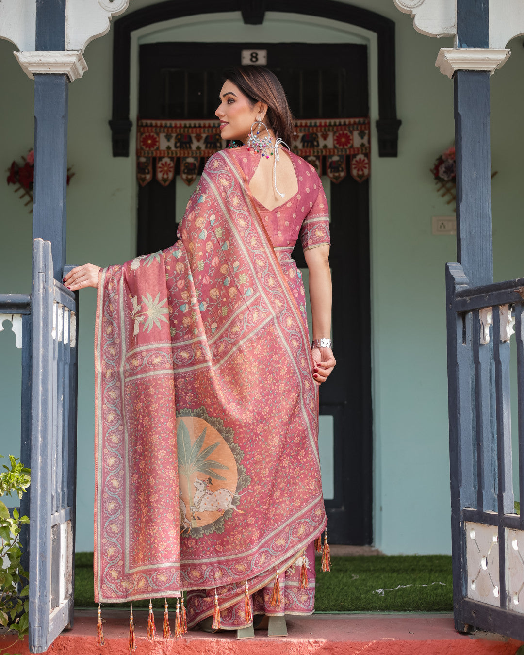 Soft Linen Cotton Saree With Kalamkari Printed Work