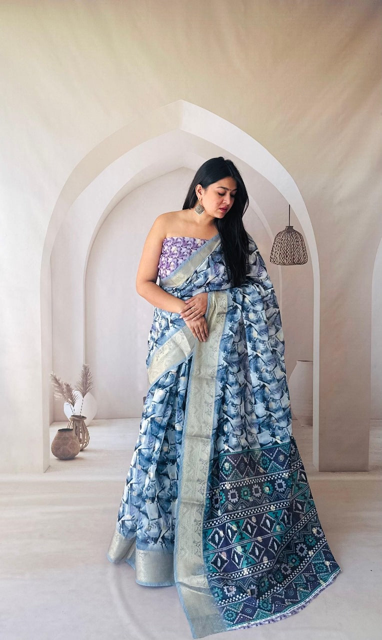 Soft Dola Silk Saree With Digital Printed Work