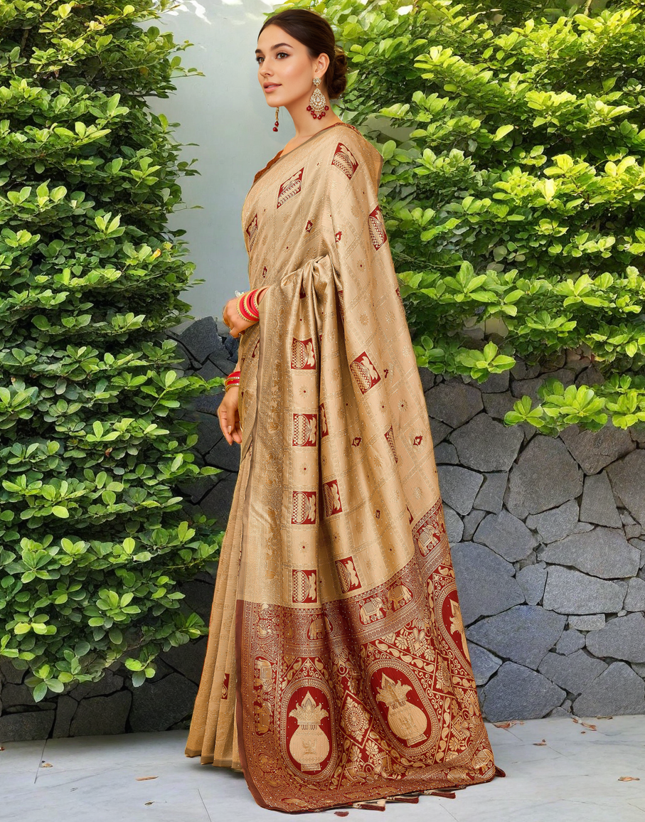 Paithani Silk Saree With Zari Weaving Work