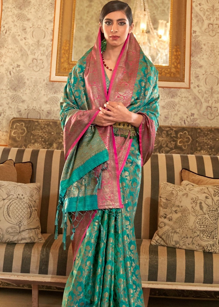 Soft Banarasi Silk Saree With Zari Weaving Work
