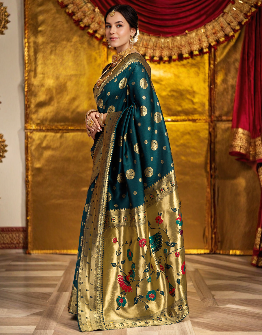 Paithani Silk Saree With Zari Weaving Work