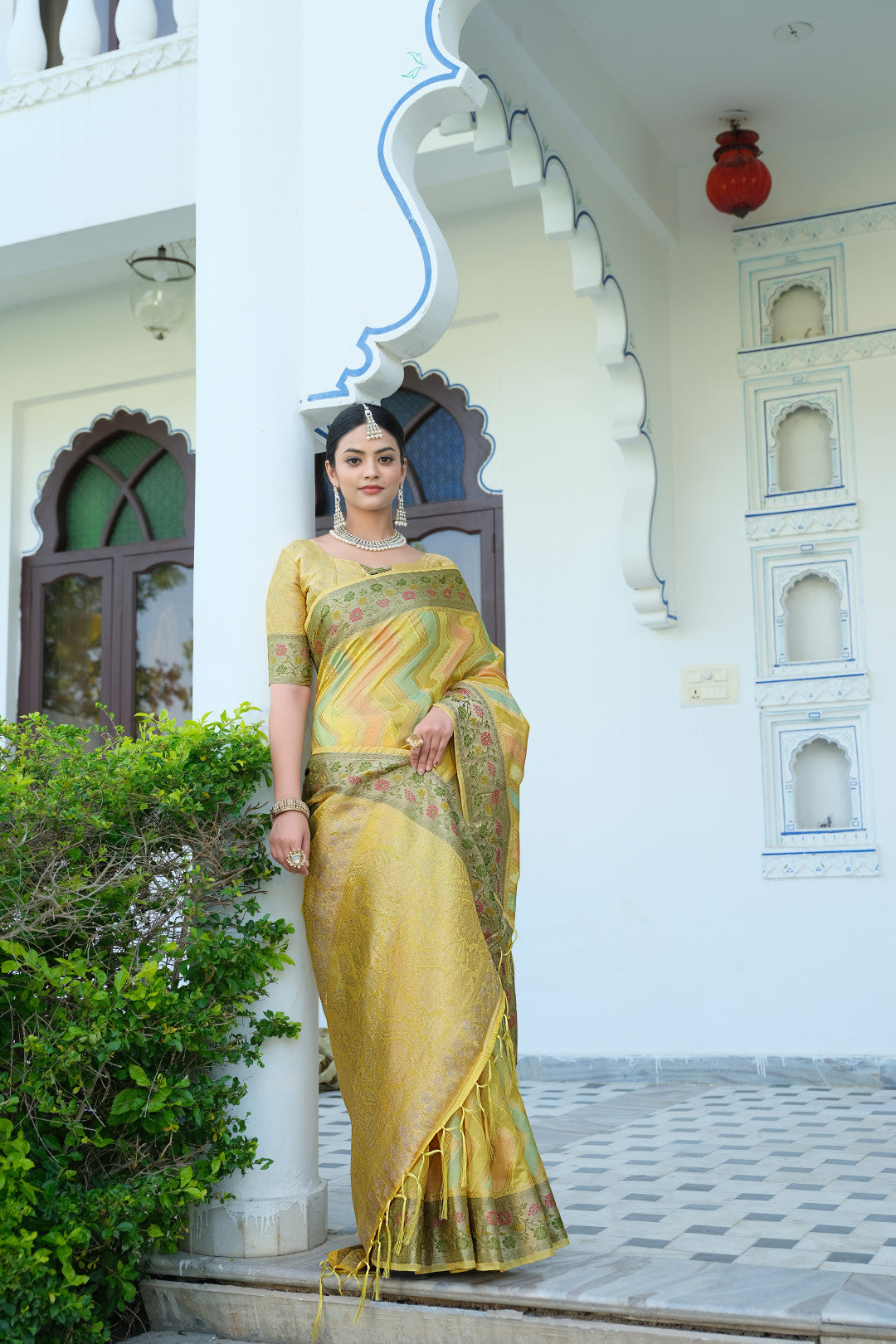 Yellow Color Soft Organza Silk Saree With Zari Weaving Work