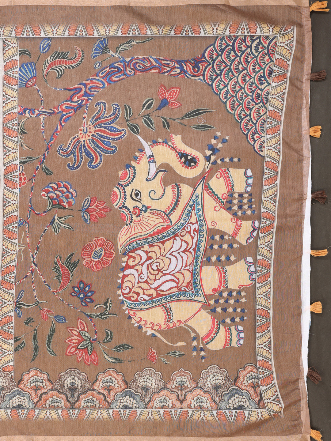 Multi Colour Chanderi Cotton Saree With Digital Printed Work