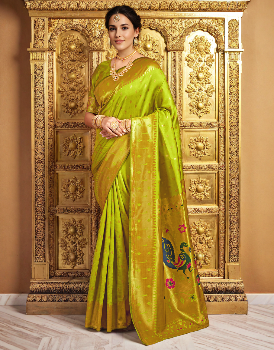 Traditional Paithani Silk Saree With Zari Weaving Work
