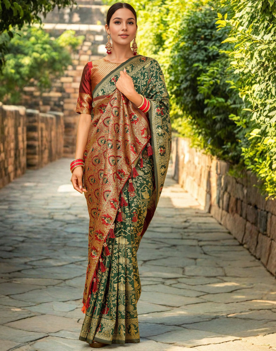 Paithani Silk Saree With Zari Weaving Work