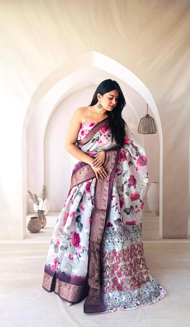 Soft Dola Silk Saree With Digital Printed Work