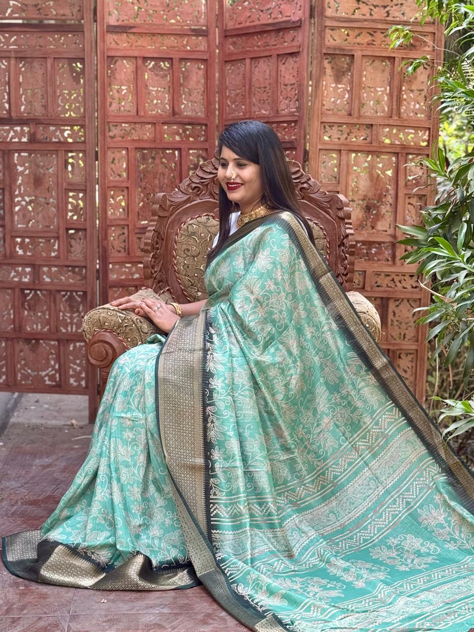 New Design Digital Printed Soft Dola Silk Saree