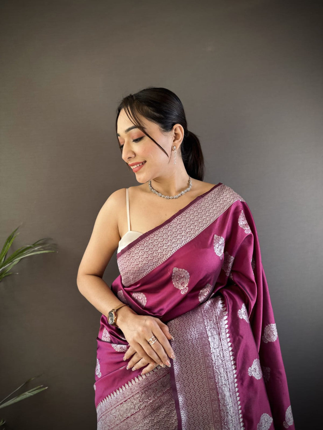 Traditional Banarasi Silk Saree With Zari Weaving Work