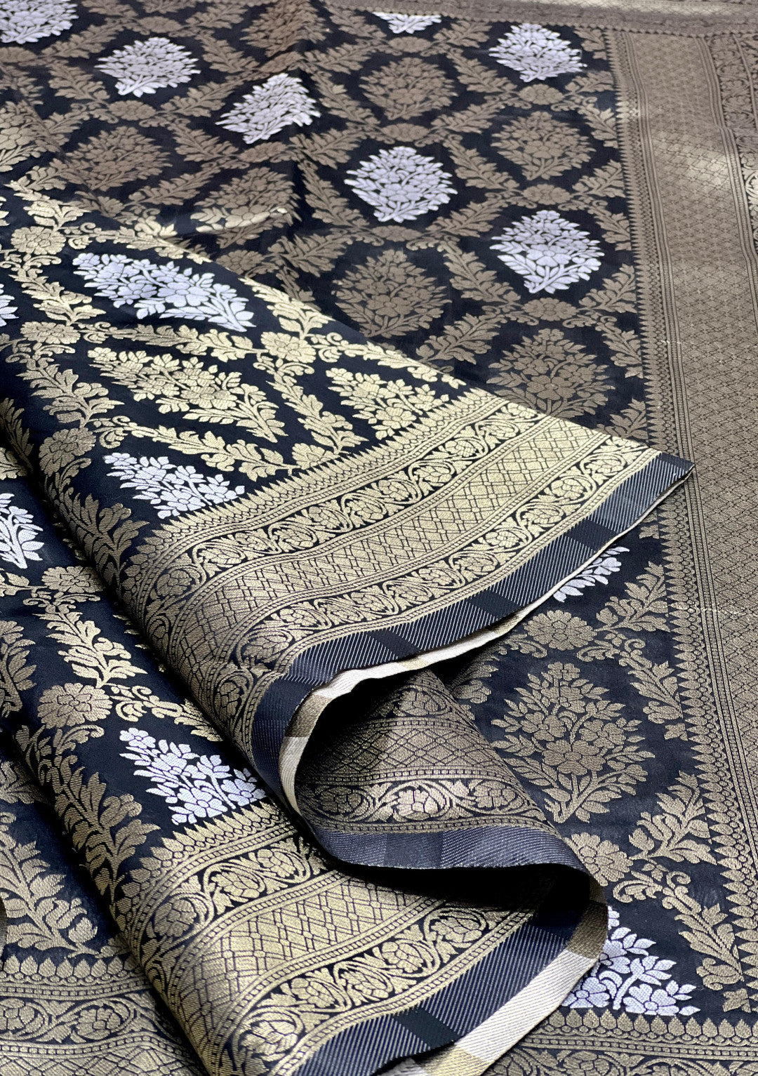 Black Premium Banarasi Katan Silk Saree With Zari Weaving Work