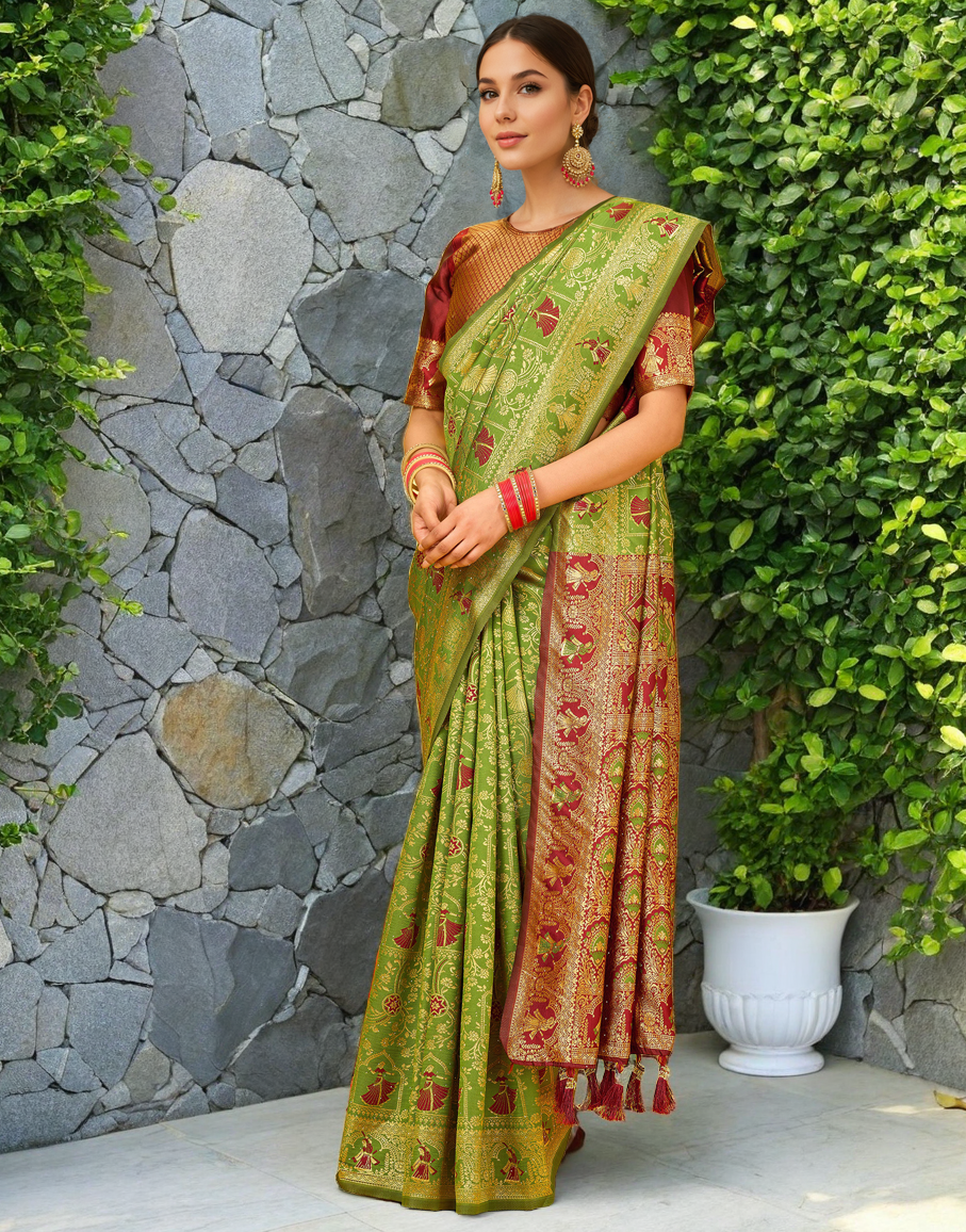Paithani Silk Saree With Zari Weaving Work