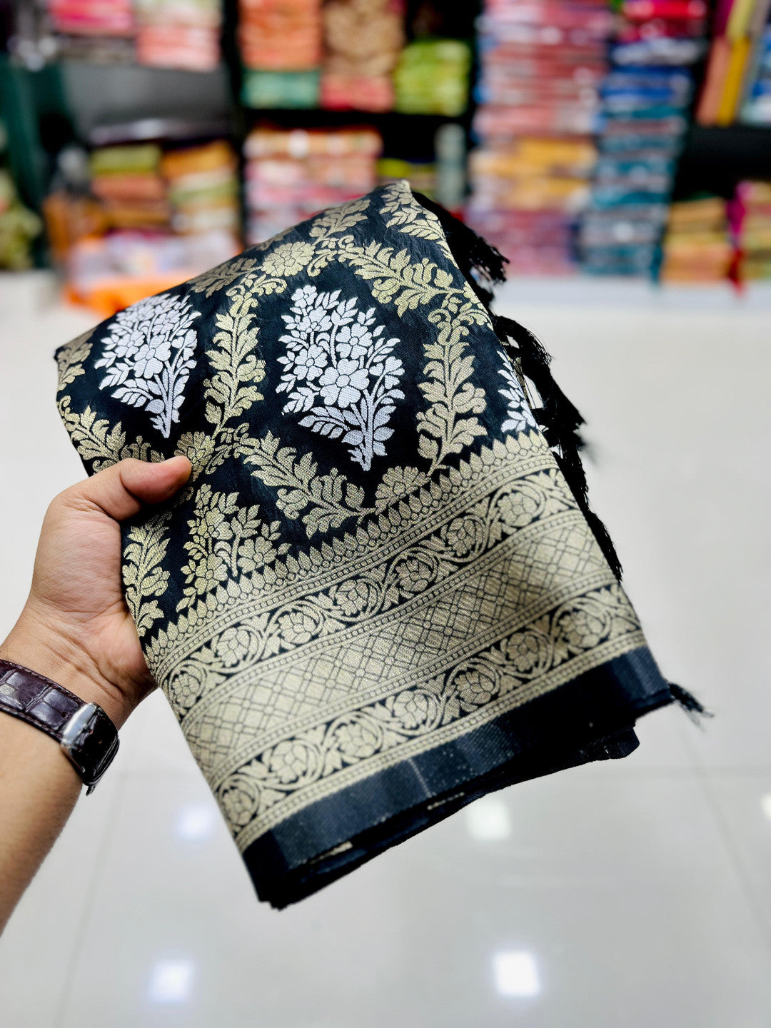 Black Premium Banarasi Katan Silk Saree With Zari Weaving Work