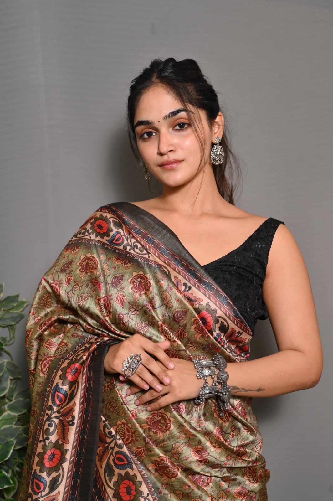 Pista Green Color Soft Silk Saree With Kalamkari Digital Printed Work