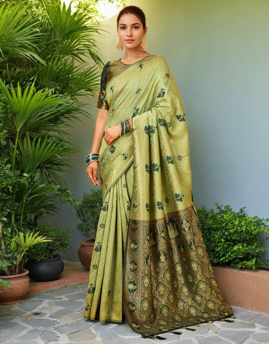 Paithani Silk Saree With Zari Weaving Work