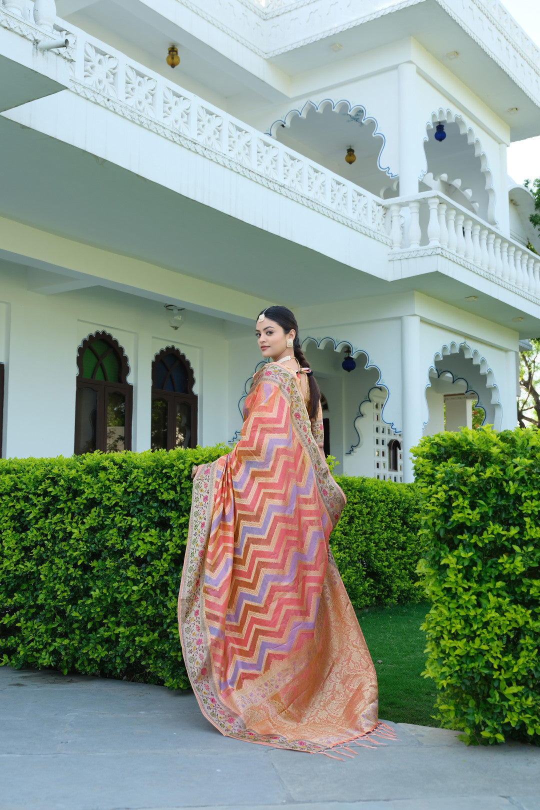 Pink Color Soft Organza Silk Saree With Zari Weaving Work