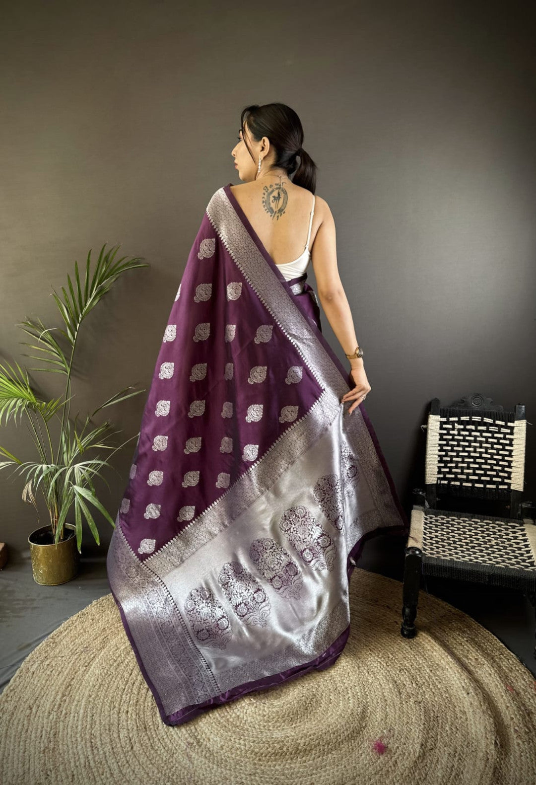 Traditional Banarasi Silk Saree With Zari Weaving Work