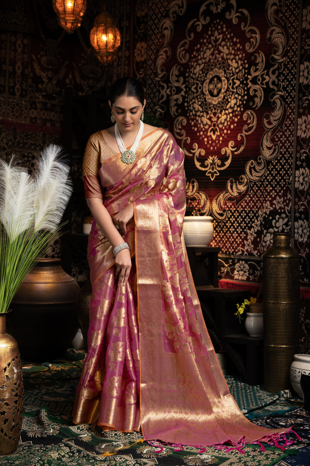 Purple Jimmy Choo Saree With Weaving Work