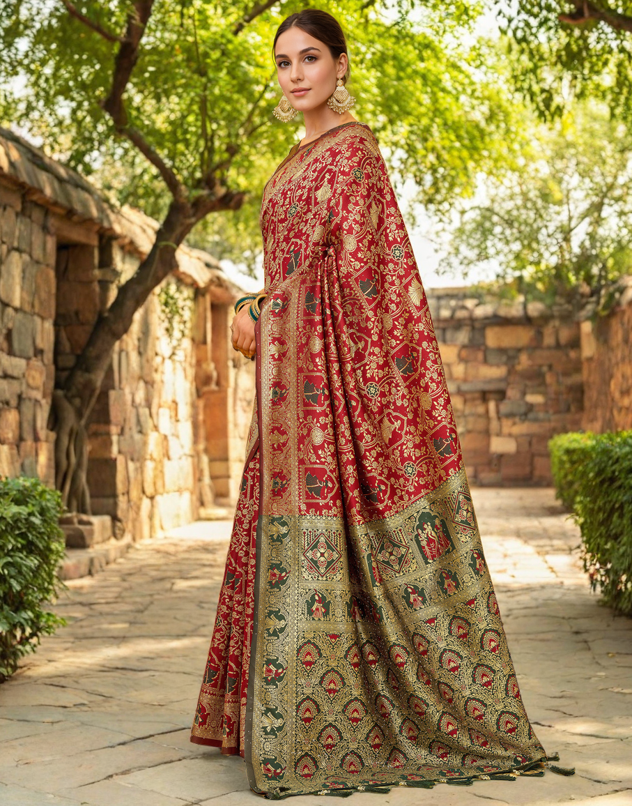 Paithani Silk Saree With Zari Weaving Work