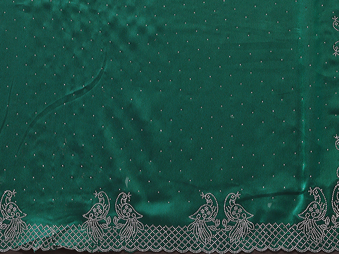 Fancy Green Rangoli Silk Saree With Diamond Work