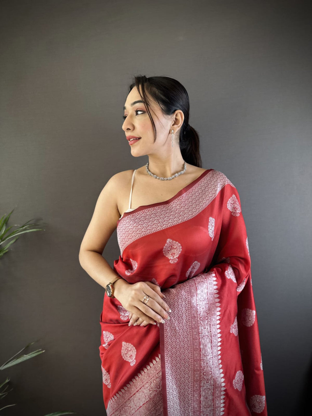 Traditional Banarasi Silk Saree With Zari Weaving Work